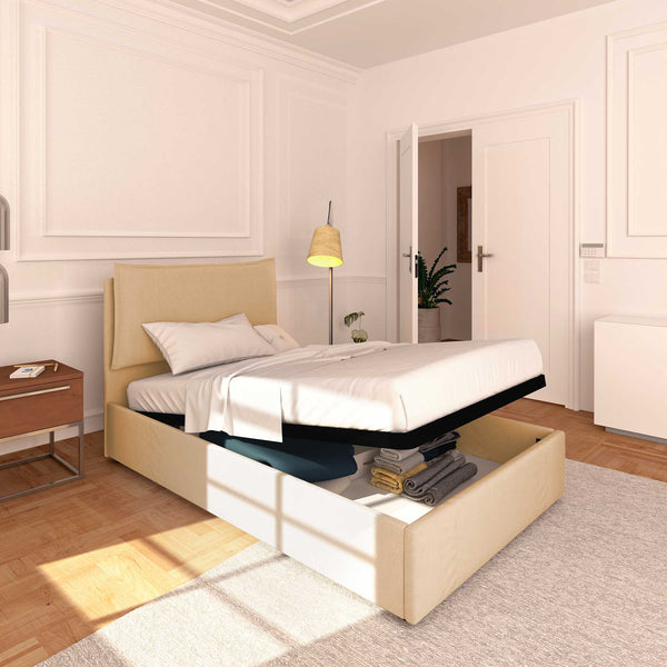 Lit coffre une place et demie en simili cuir déhoussable Monet