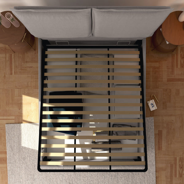 Letto contenitore king size / queen size in tessuto ignifugo sfoderabile Monet