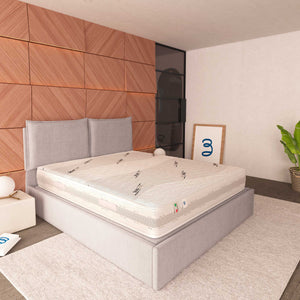 baldiflex materasso hybrid king kong fodera silver care ambientato visto di trequarti da sinistra