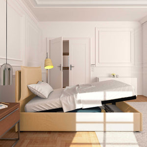 Lit coffre une place et demie en simili cuir déhoussable Monet