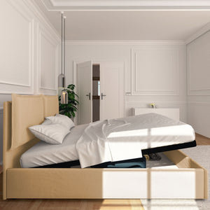 Letto contenitore king size / queen size in ecopelle sfoderabile Monet