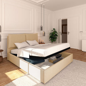 Letto contenitore king size / queen size in ecopelle sfoderabile Monet