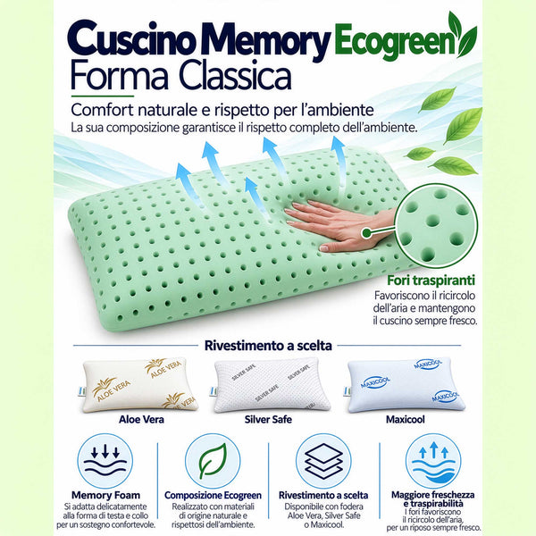 Oreiller à mémoire de forme Ecogreen