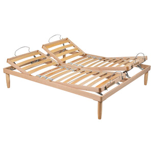 Manual bed network with Natural wood frame