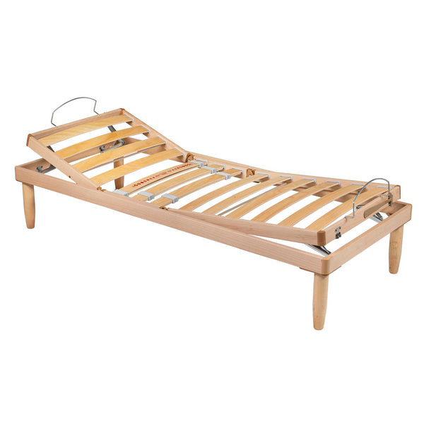 Manual bed network with Natural wood frame