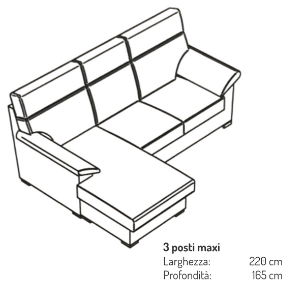 Maxi 3-seater corner sofa with Jon chaise lounge