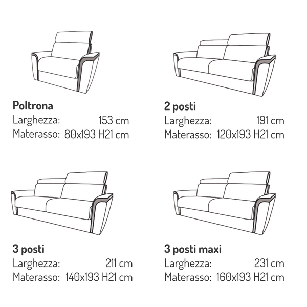 Sofa bed with mattress H21 Walter