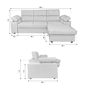 Canapé-lit d'angle avec méridienne Rachel