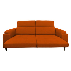 Divano allungabile frontale aperto tessuto arancione Derry Baldiflex