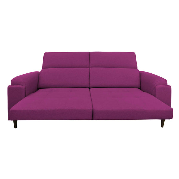 Divano allungabile frontale aperto tessuto fucsia Derry Baldiflex
