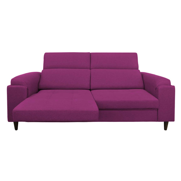 Divano allungabile frontale metà aperto tessuto fucsia Derry Baldiflex