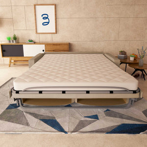 baldiflex divano letto tony in tessuto beige frontale aperto