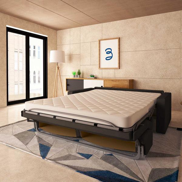 baldiflex divano letto tony in tessuto caffè da destra aperto