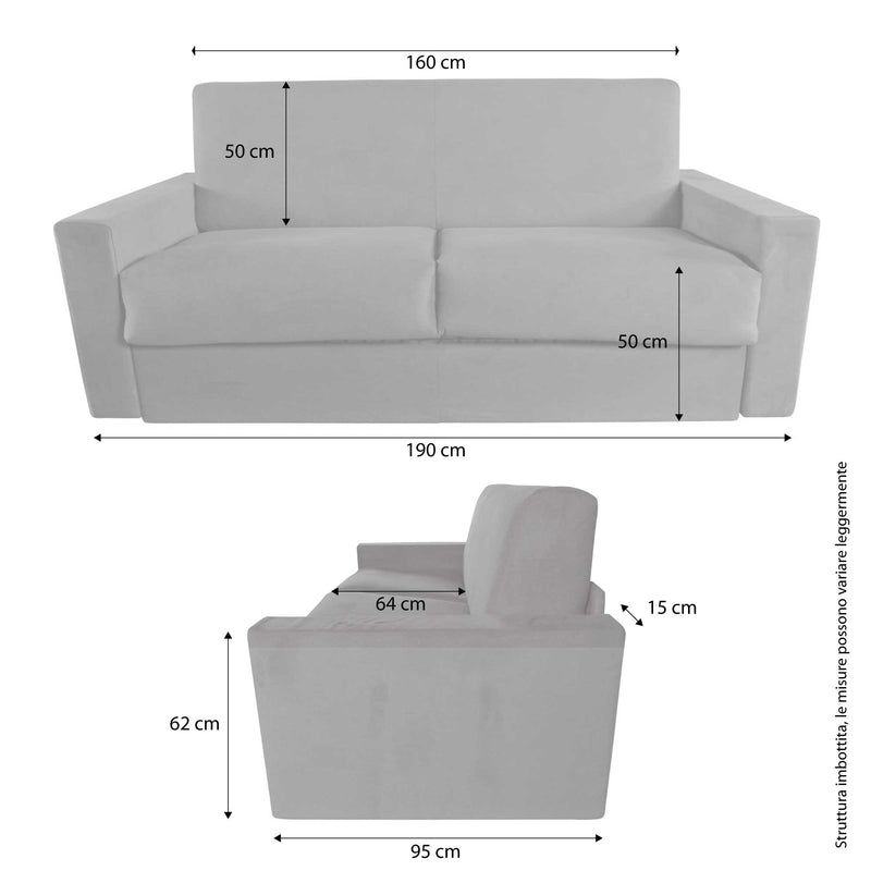 baldiflex divano letto tony in tessuto grigio chiaro dimensioni