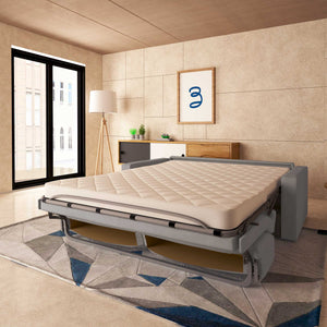 baldiflex divano letto tony in tessuto grigio da destra aperto