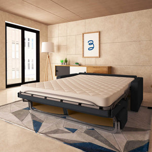 baldiflex divano letto tony in tessuto grigio grafite da destra aperto