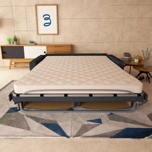 baldiflex divano letto tony in tessuto grigio grafite frontale aperto