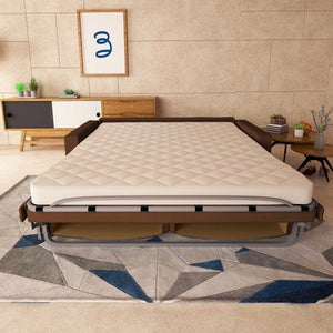 baldiflex divano letto tony in tessuto marrone frontale aperto