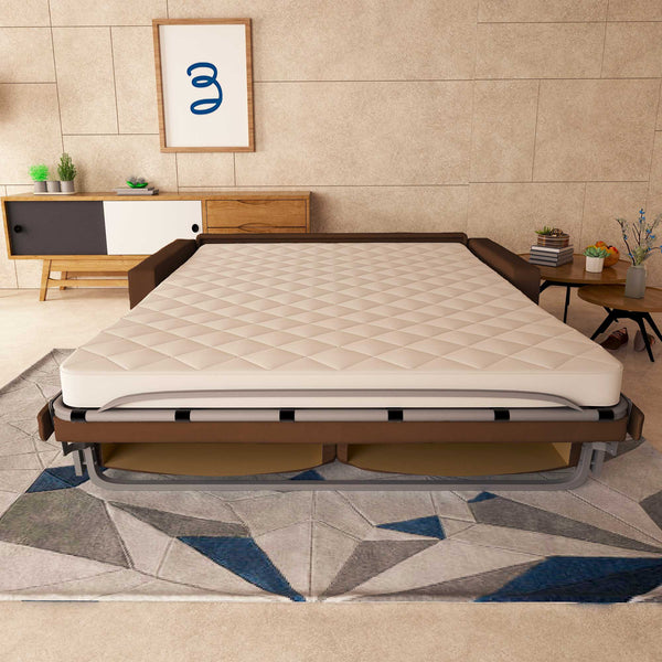 baldiflex divano letto tony in tessuto marrone frontale aperto