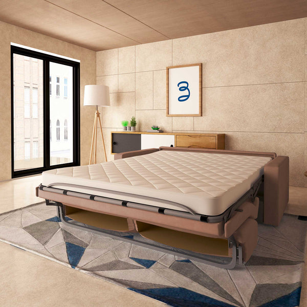 baldiflex divano letto tony in tessuto rosa antico da destra aperto