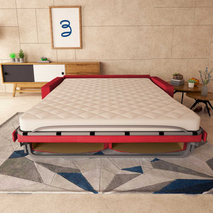 baldiflex divano letto tony in tessuto rosso frontale aperto