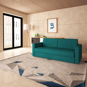 baldiflex divano letto tony in tessuto turchese da destra