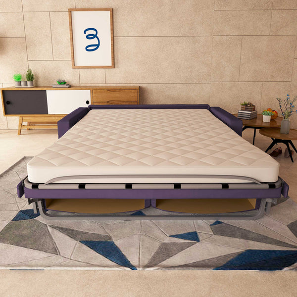 baldiflex divano letto tony in tessuto viola frontale aperto