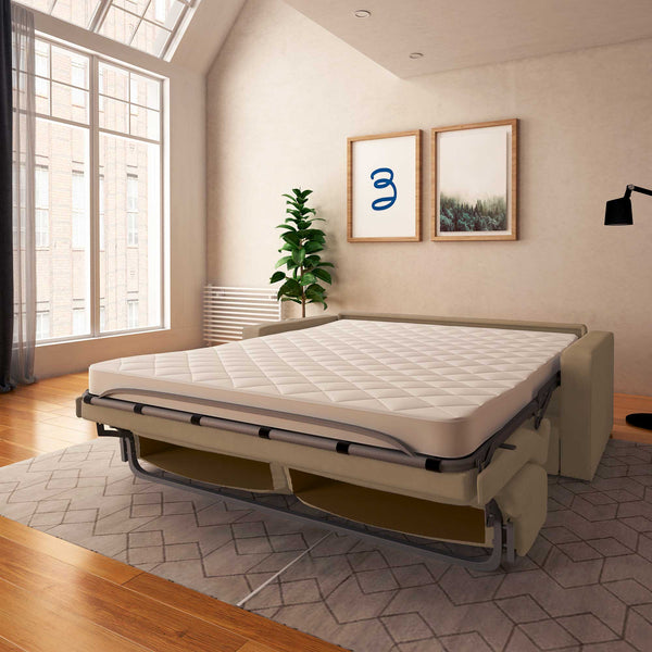 baldiflex divano letto willy tessuto beige da destra con materasso