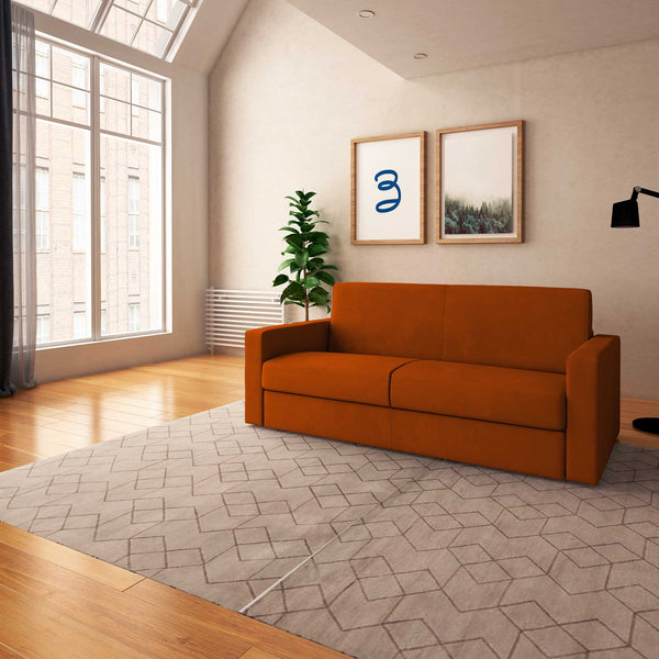 baldiflex divano letto willy tessuto arancione da destra