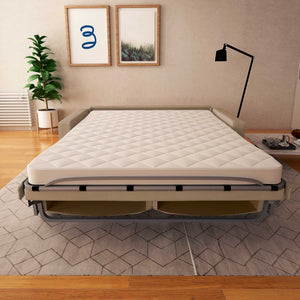 baldiflex divano letto willy tessuto beige frontale aperto