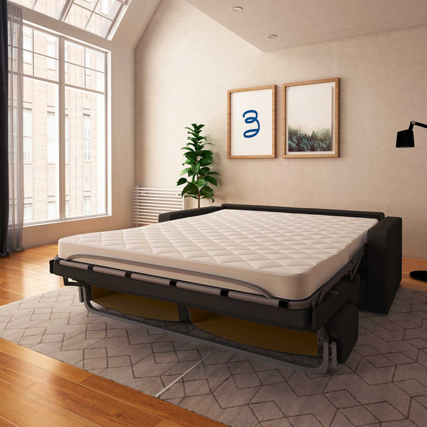 baldiflex divano letto willy tessuto caffè da destra aperto