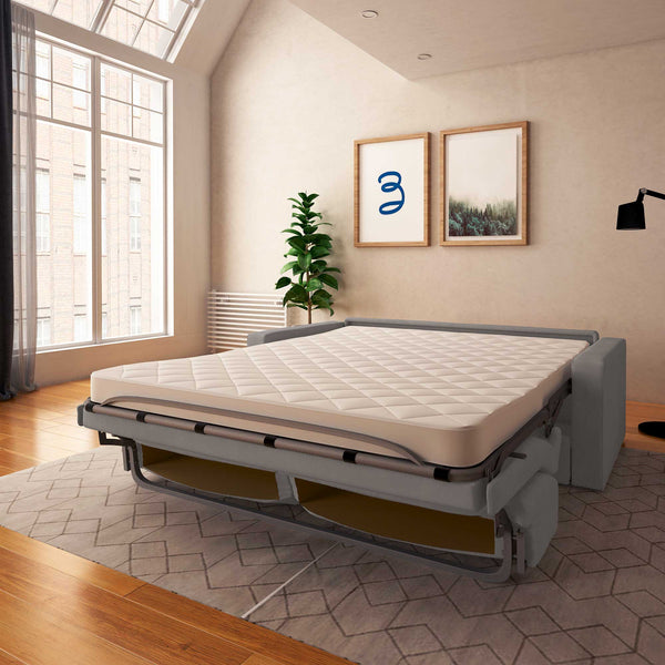 baldiflex divano letto willy tessuto grigio da destra aperto