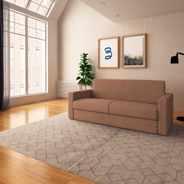 baldiflex divano letto willy tessuto rosa antico da destra