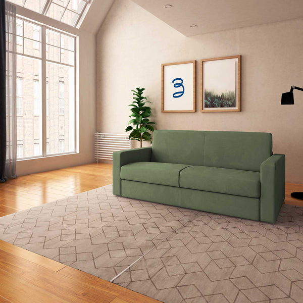 baldiflex divano letto willy tessuto verde menta da destra