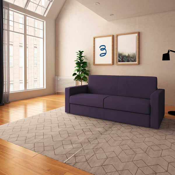baldiflex divano letto willy tessuto viola da destra