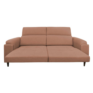 Divano allungabile frontale aperto tessuto rosa antico Derry Baldiflex