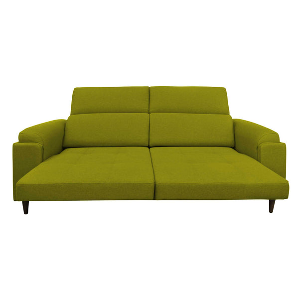 Divano allungabile frontale aperto tessuto verde Derry Baldiflex