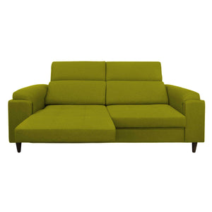 Divano allungabile frontale metà aperto tessuto verde Derry Baldiflex