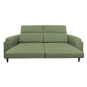 Divano allungabile frontale aperto tessuto verde menta Derry Baldiflex