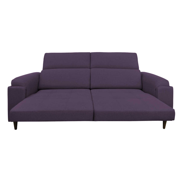 Divano allungabile frontale aperto tessuto viola Derry Baldiflex