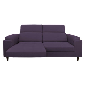 Divano allungabile frontale metà aperto tessuto viola Derry Baldiflex