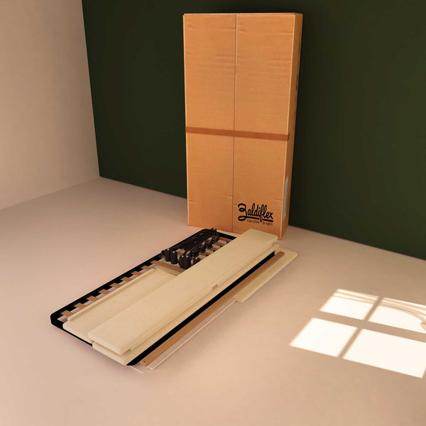 Baldiflex letto contenitore singolo in tessuto sfoderabile Rossano beige scatola