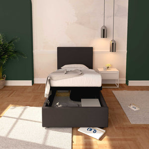 Baldiflex letto contenitore singolo in tessuto sfoderabile Rossano caffè