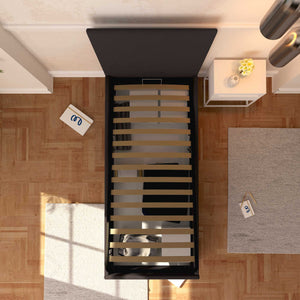 Baldiflex letto contenitore singolo in tessuto sfoderabile Rossano caffè top