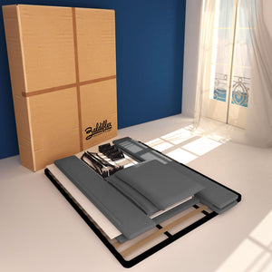 Baldiflex letto contenitore king size in tessuto sfoderabile Liciagrigio antracite