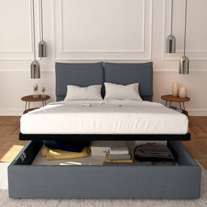 Baldiflex letto contenitore king size in tessuto sfoderabile Licia grigio antracite