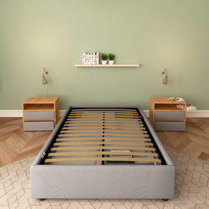 Baldiflex letto contenitore piazza e mezza senza testata in tessuto Cloe grigio fronte