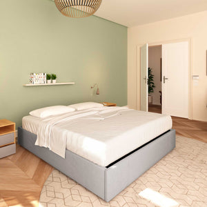 Baldiflex letto contenitore piazza e mezza senza testata in tessuto Cloe grigio da sinistra