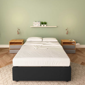 Baldiflex letto contenitore piazza e mezza senza testata in tessuto Cloe nero fronte con materasso