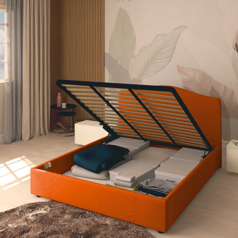 Single storage bed in Vittoria fabric